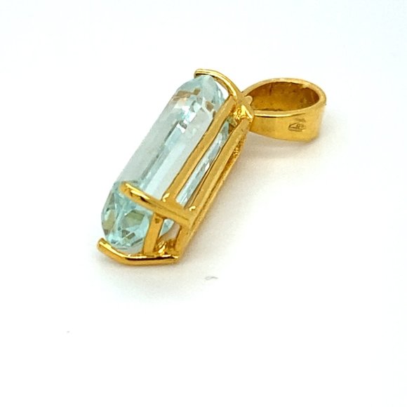 Aquamarine 6.51ct Solid 18K Yellow Gold Pendant - Picture 7 of 8